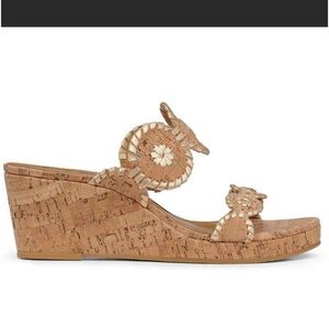 Jack Rogers Lauren Mid Wedge Natural Cork Heeled Medallion Sandals Cork 9M